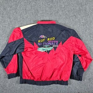 VTG 2003 Speed Zone Hot Rod Graphic Full Zip Color Block Jacket Red Men XL Flaws